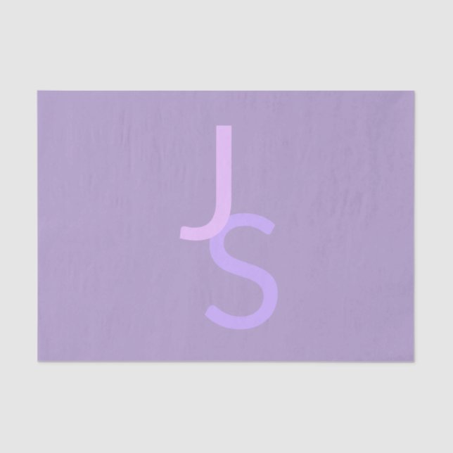 Modern Overlapping Monogrammed Initials | Purple Tissue Paper (Front)