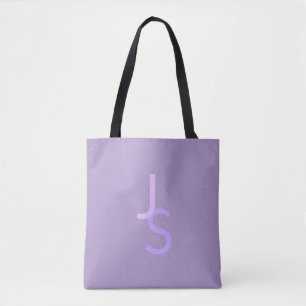 Modern Overlapping Monogrammed Initials Purple Tote Bag