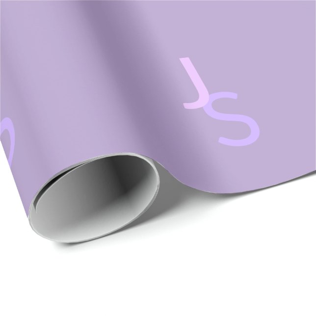 Modern Overlapping Monogrammed Initials | Purple Wrapping Paper (Roll Corner)