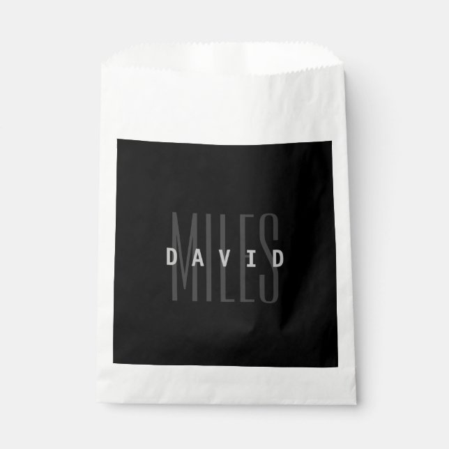 Modern Overlapping Name & Surname Favour Bag (Front)