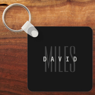 Modern Overlapping Name & Surname Keychain