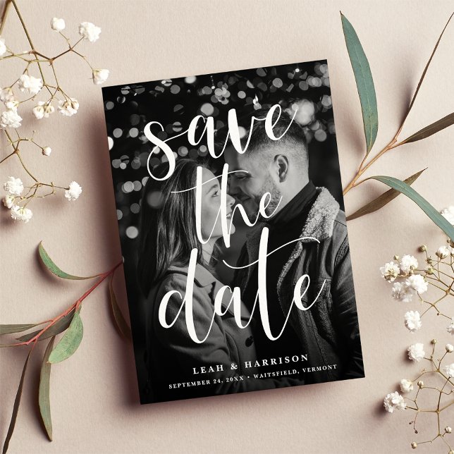 Modern Overlay Black & White Photo Save The Date (Creator Uploaded)