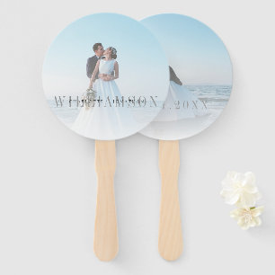 Modern Overlay Front & Back Photo Wedding Ceremony Hand Fan
