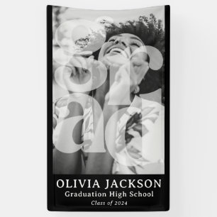 Modern Overlay Lettering GRAD Photo Graduation  Banner
