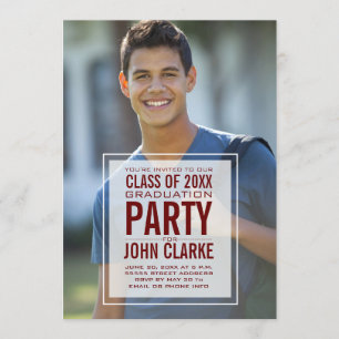 Modern Overlay Male Photo Graduation Party Invitation