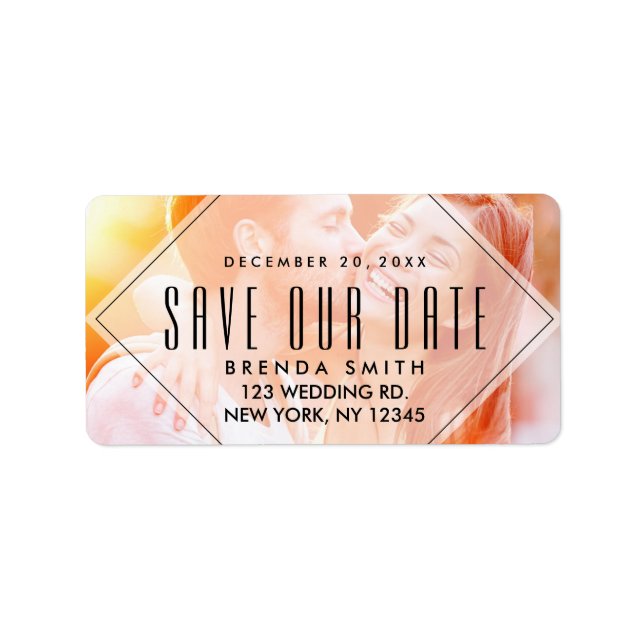 Modern Overlay | Photo Save the Date Address Label (Front)