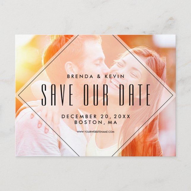 Modern Overlay | Photo Save the Date Postcard (Front)