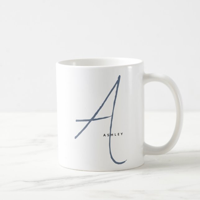 Modern Oversized Monogram Initial & Name  Coffee Mug (Right)