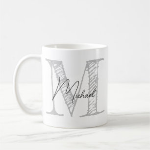 Modern Oversized Monogrammed Initial & Name Coffee Coffee Mug