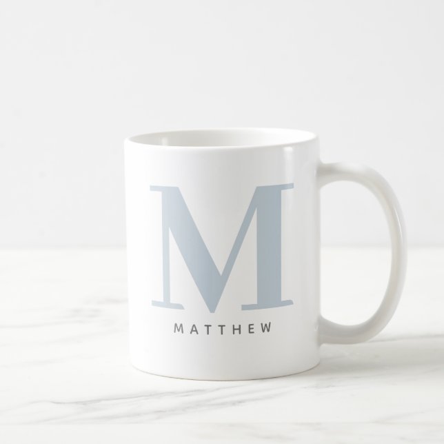 Modern Oversized Monogrammed Initial & Name Coffee Mug (Right)