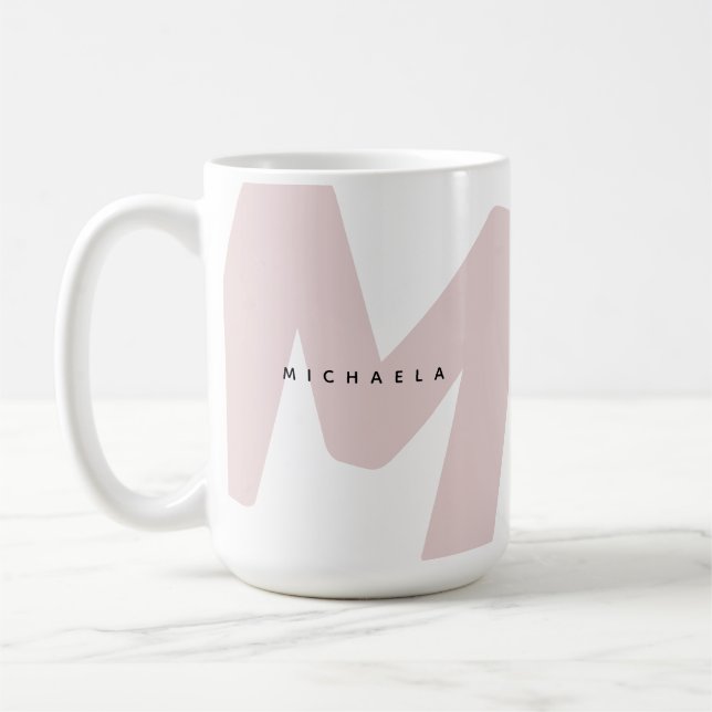 Modern Oversized Monogrammed Initial & Name Coffee Mug (Left)