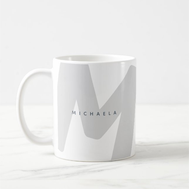 Modern Oversized Monogrammed Initial & Name Coffee Mug (Left)