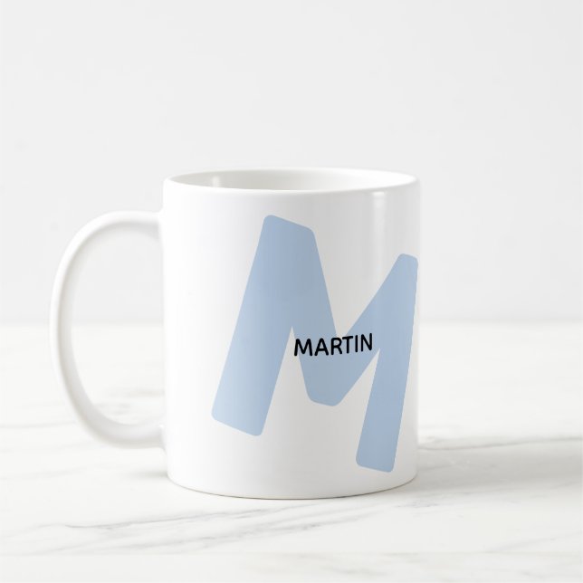 Modern Oversized Monogrammed Initial & Name Coffee Mug (Left)