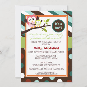 Modern Owls Baby Shower Invite