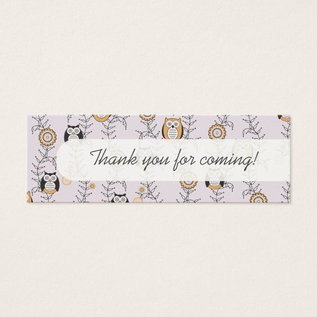 Modern Owls Party Favour Tags (Front)