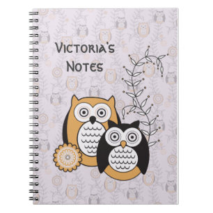 Modern Owls Personalized Notebook