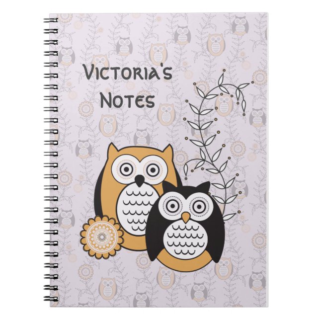 Modern Owls Personalized Notebook (Front)