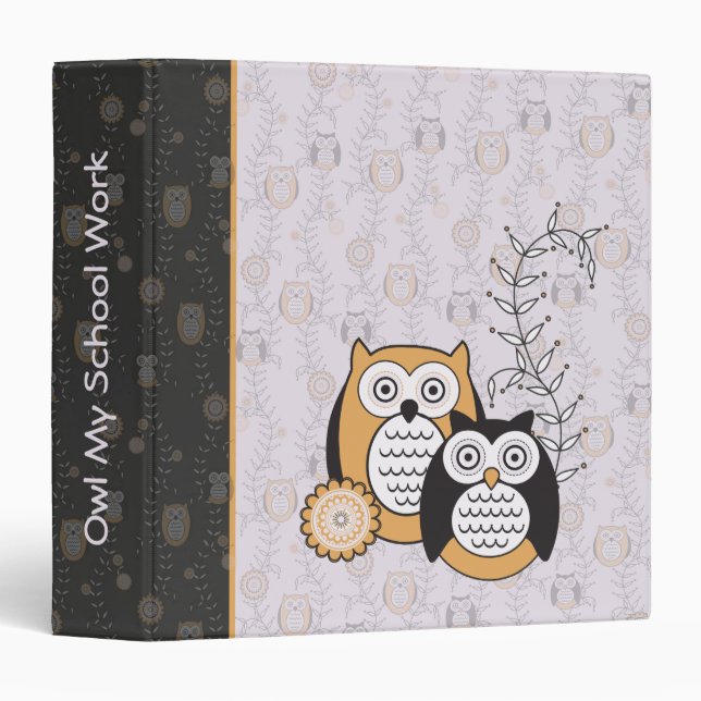 Modern Owls School Work Binder (Front/Spine)