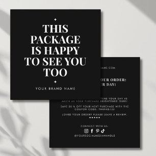 Modern packaging insert thank you business card