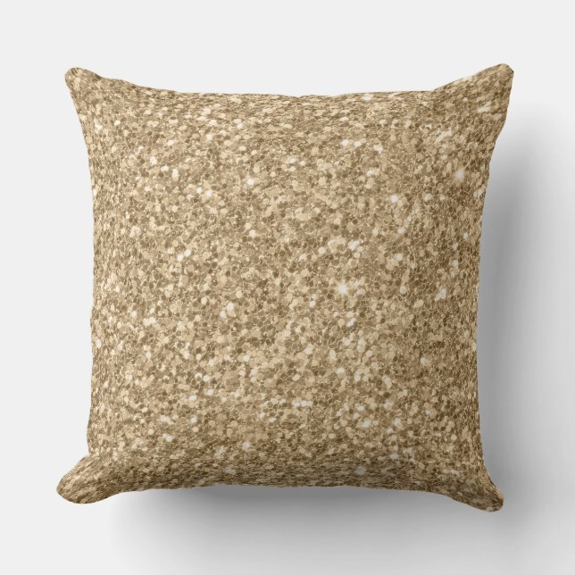 Modern Pail Gold Glitter Texture print Throw Pillow (Front)