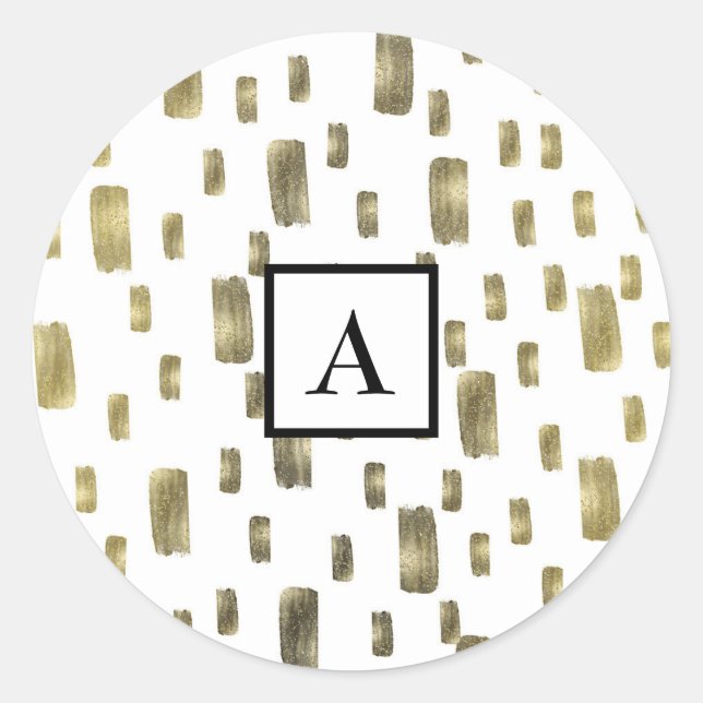 Modern Paint Brush Gold Copper Bronze Sparkle Classic Round Sticker (Front)
