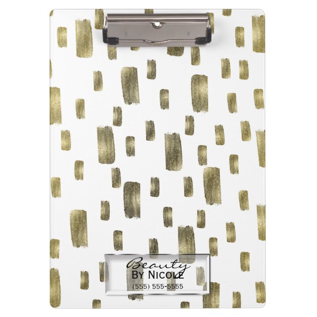 Modern Paint Brush Gold Copper Bronze Sparkle Clipboard (Front)