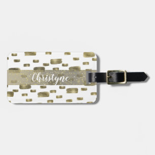 Modern Paint Brush Gold Copper Bronze Sparkle Luggage Tag