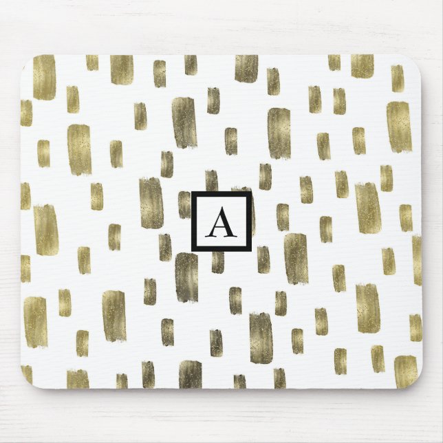 Modern Paint Brush Gold Copper Bronze Sparkle Mouse Pad (Front)