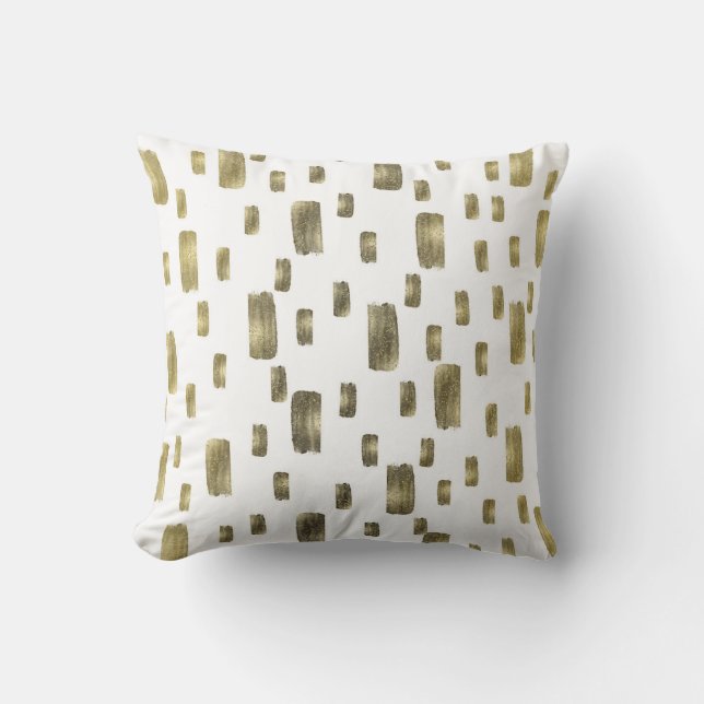 Modern Paint Brush Gold Copper Bronze Sparkle Throw Pillow (Front)