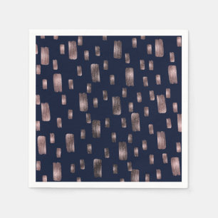 Modern Paint Brush Rose Gold & Navy Blue Sparkle Napkin