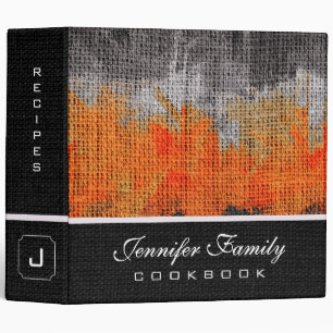 Modern Paint Burlap Family Recipes #17 Binder