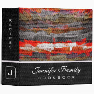 Modern Paint Burlap Family Recipes #9 Binder
