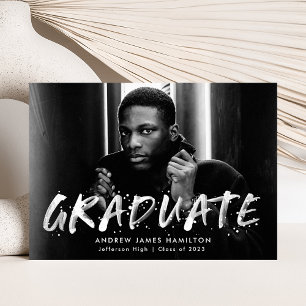 Modern Paint Splatter Photo Graduation Announcement