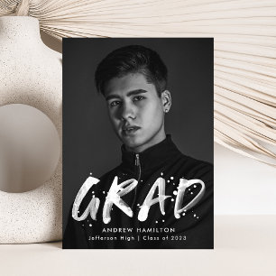 Modern Paint Splatter Photo Graduation Announcement