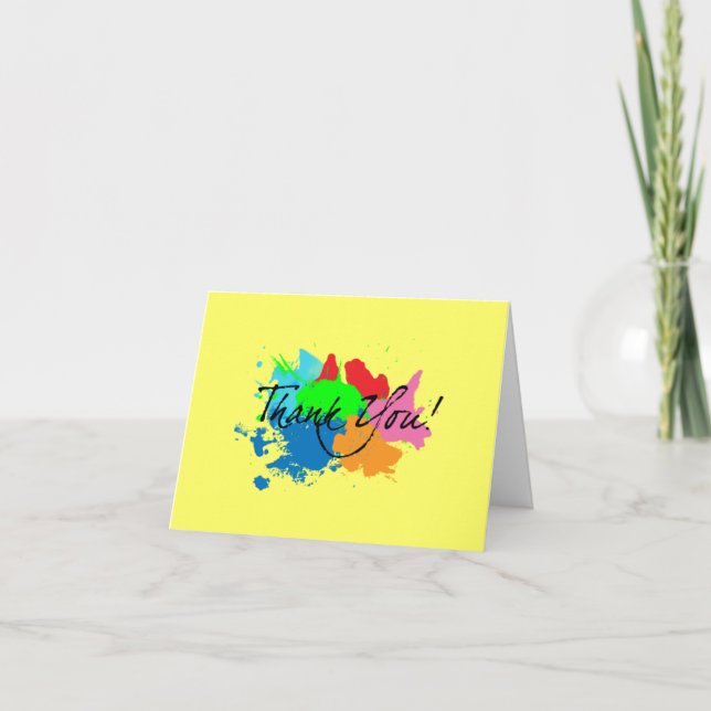 Modern Paint Splatter Thank You Note (Front)