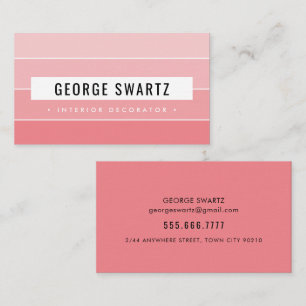 MODERN PAINT SWATCH simple bold coral pink black Business Card
