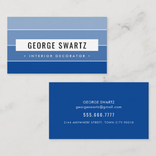 MODERN PAINT SWATCH simple bold royal blue black Business Card