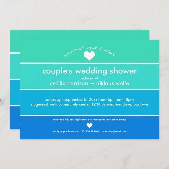 Modern Paint Swatch Wedding Shower Invitation (Front/Back)
