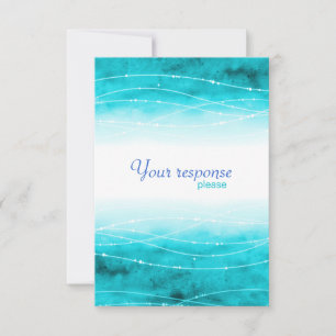 Modern painted aqua sea wedding response cards