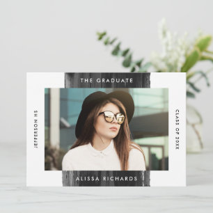 Modern Painted Black Photo Graduation Party Invitation