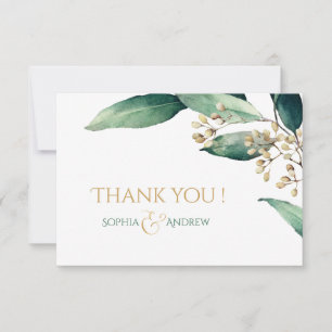 Modern painted botanical greenery rustic thank you card