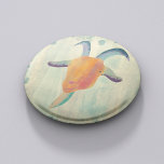 Modern Painted Goat Illustration 2 Inch Round Button<br><div class="desc">Add some class to your outfit with this cool button. It features my artsy watercolor painted style illustration of a goat's head. This cute and colourful goat has horns and a beard and is shades of orange,  blue,  teal,  and purple. He's set against a coordinating paint splattered background.</div>