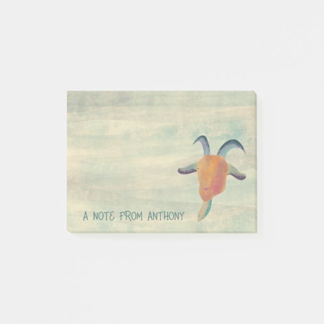 Modern Painted Goat Illustration Personalized Post-it Notes (Front)
