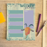 Modern Painted Goat Illustration Weekly Planner Notepad<br><div class="desc">Stay organized with this weekly planner pad. It features my artsy watercolor painted style illustration of a goat's head. This cute and colourful goat has horns and a beard and is shades of orange,  blue,  teal,  and purple. He's set against a coordinating paint splattered background.</div>