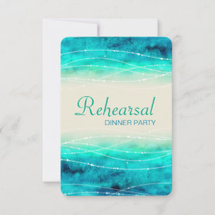Modern painted sea wedding rehearsal dinner invite