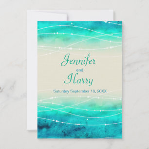 Modern painted sparkle seas wedding invite