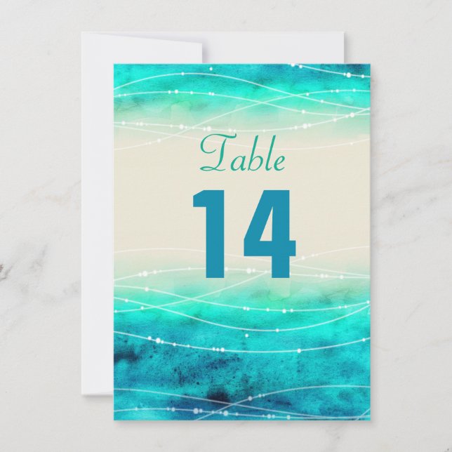 Modern painted sparkle seas wedding table numbers (Front)