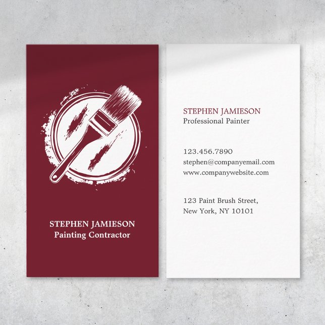 Modern Painter & Decorator Red and White Simple Business Card (Creator Uploaded)