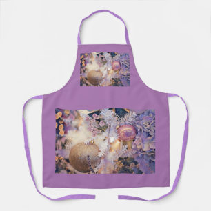 Modern Painting Christmas Tree Purple Decorations Apron