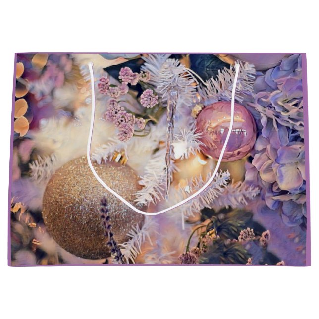 Modern Painting Christmas Tree Purple Decorations Large Gift Bag (Front)